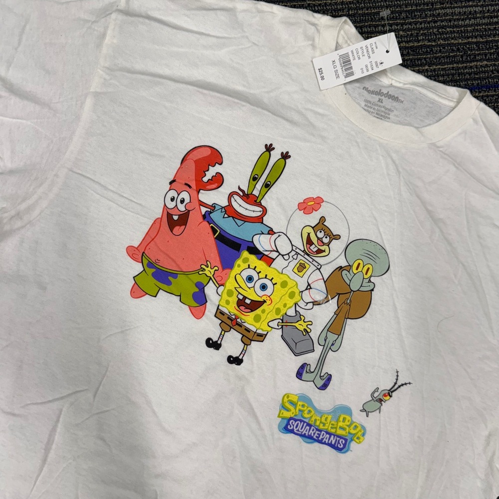 Nickelodeon Spongebob Squarepants XL White Graphic T-Shirt‎ Mens New With Tags